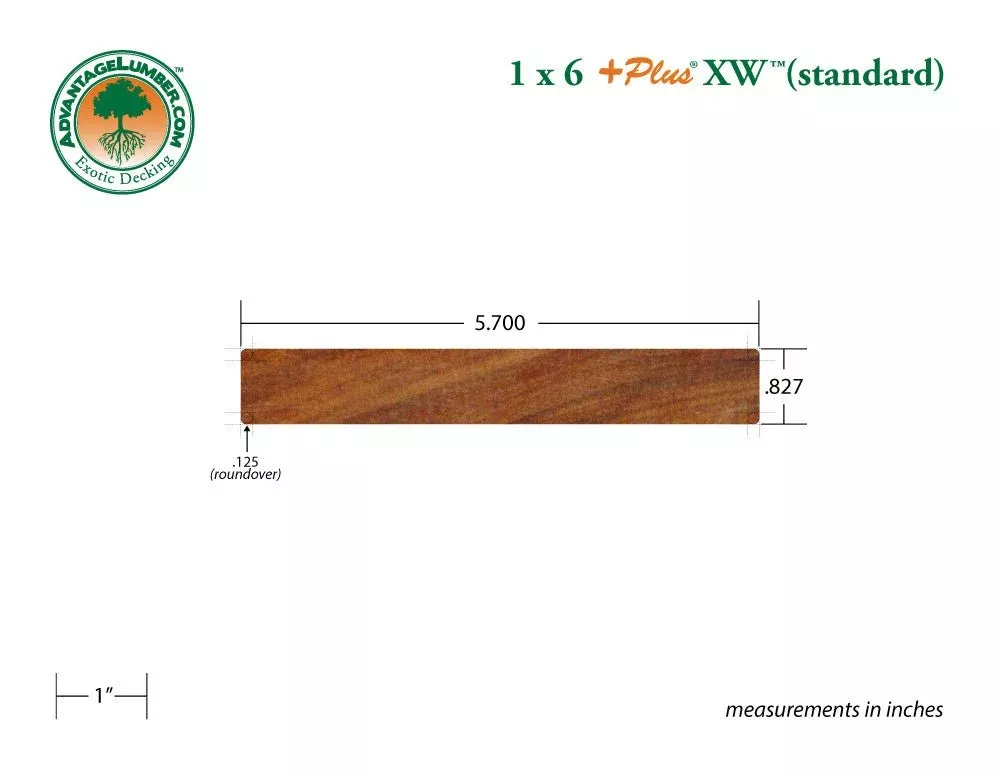 1 x 6 +Plus XW™ Cumaru Wood Decking (21mm x 145mm)