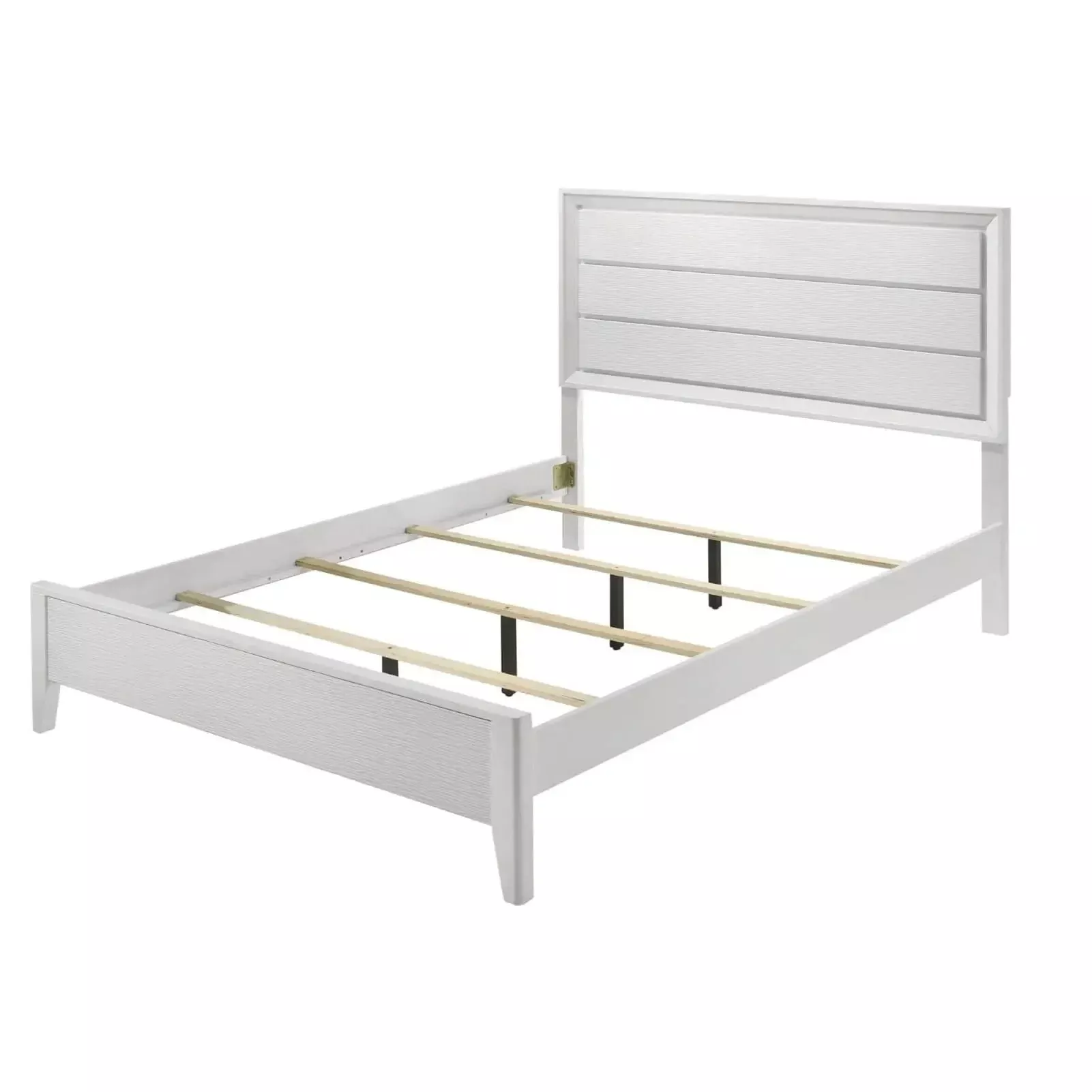 3 Piece Contemporary Bed Set With Wave Texture Panels And Angled Legs