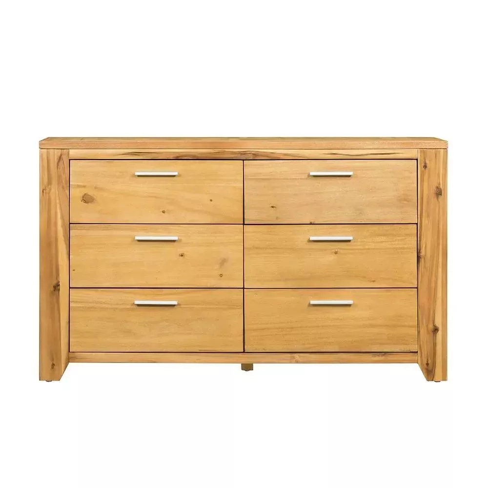 6 Drawer Dresser - Natural Wood / Brown