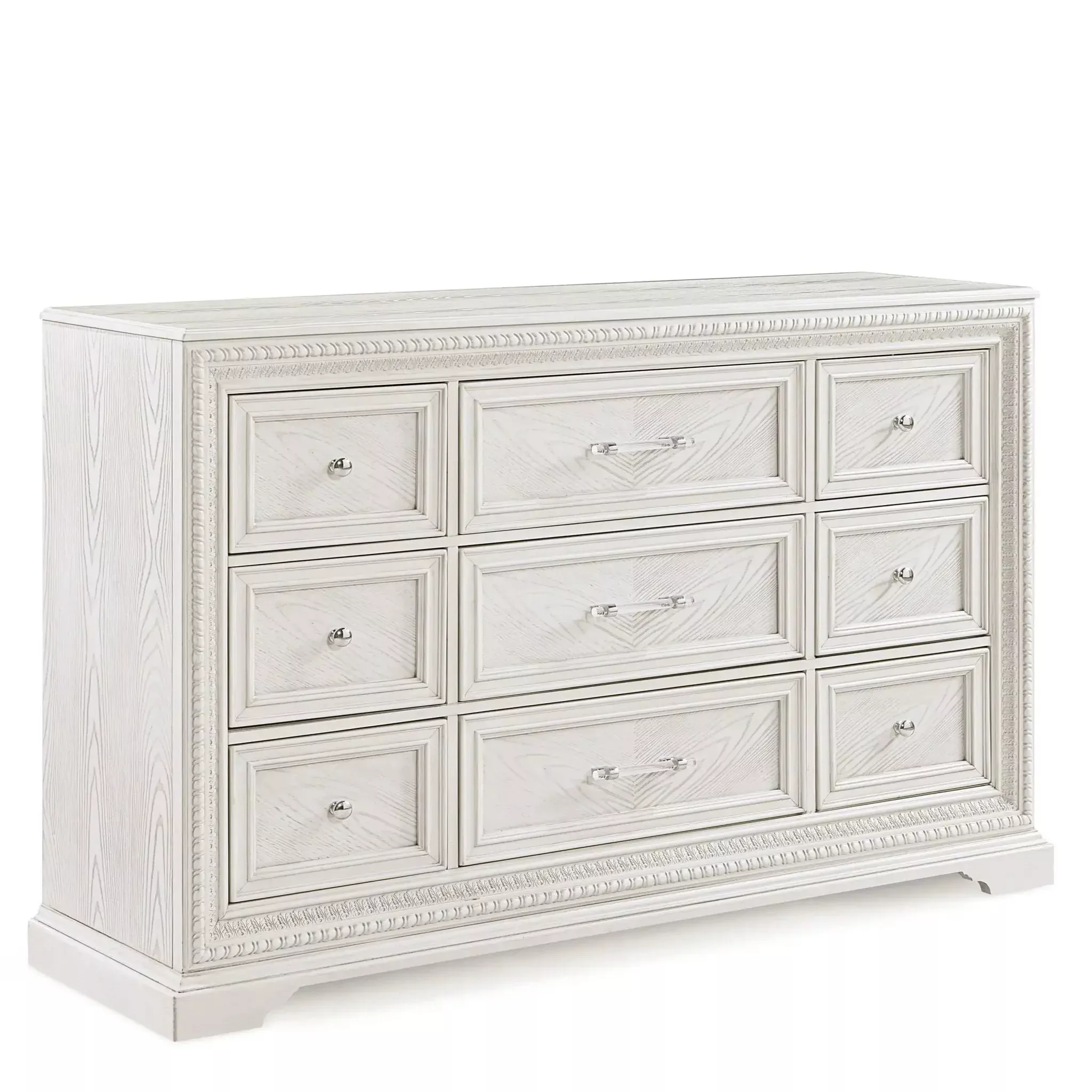 6 Drawer Storage Dresser Antique Wooden Bedroom Furniture - Antique White