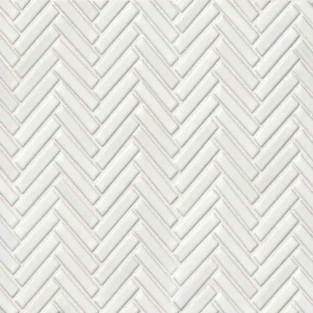 90 White 12.25x11 Herringbone Glass Mosaic
