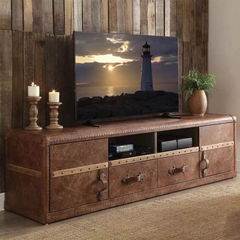 Aberdeen - TV Stand - Retro Brown Top Grain Leather