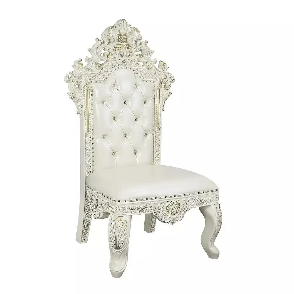 Adara - Side Chair (Set of 2) - Pearl White Synthetic Leather & Antique White