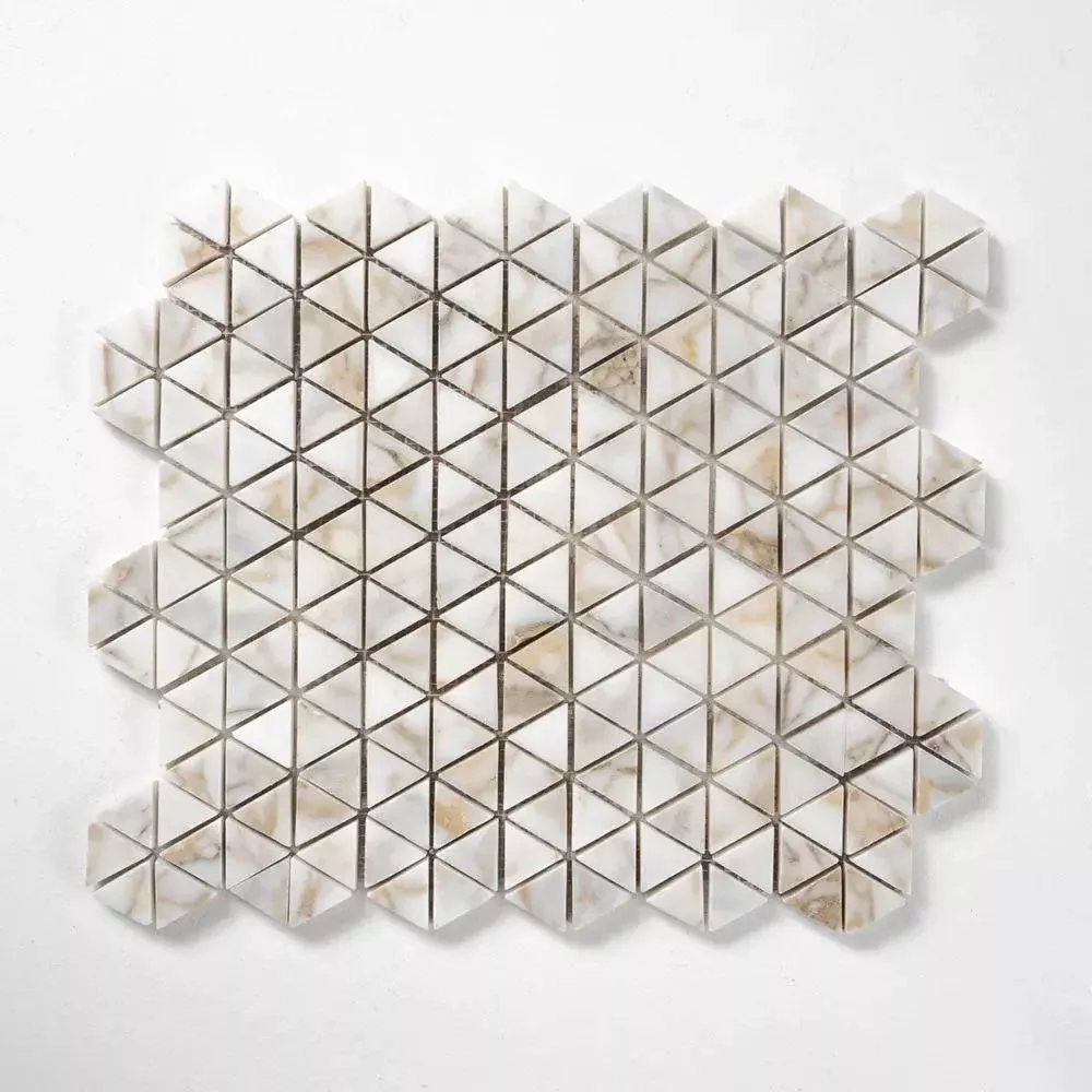 Afyon Gold Polished Small Triad Marble Mosaics 10 3/16x11 13/16
