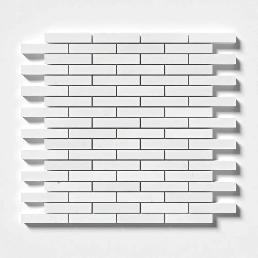 Alpina White Honed 5/8x3 Marble Mosaics 12x12