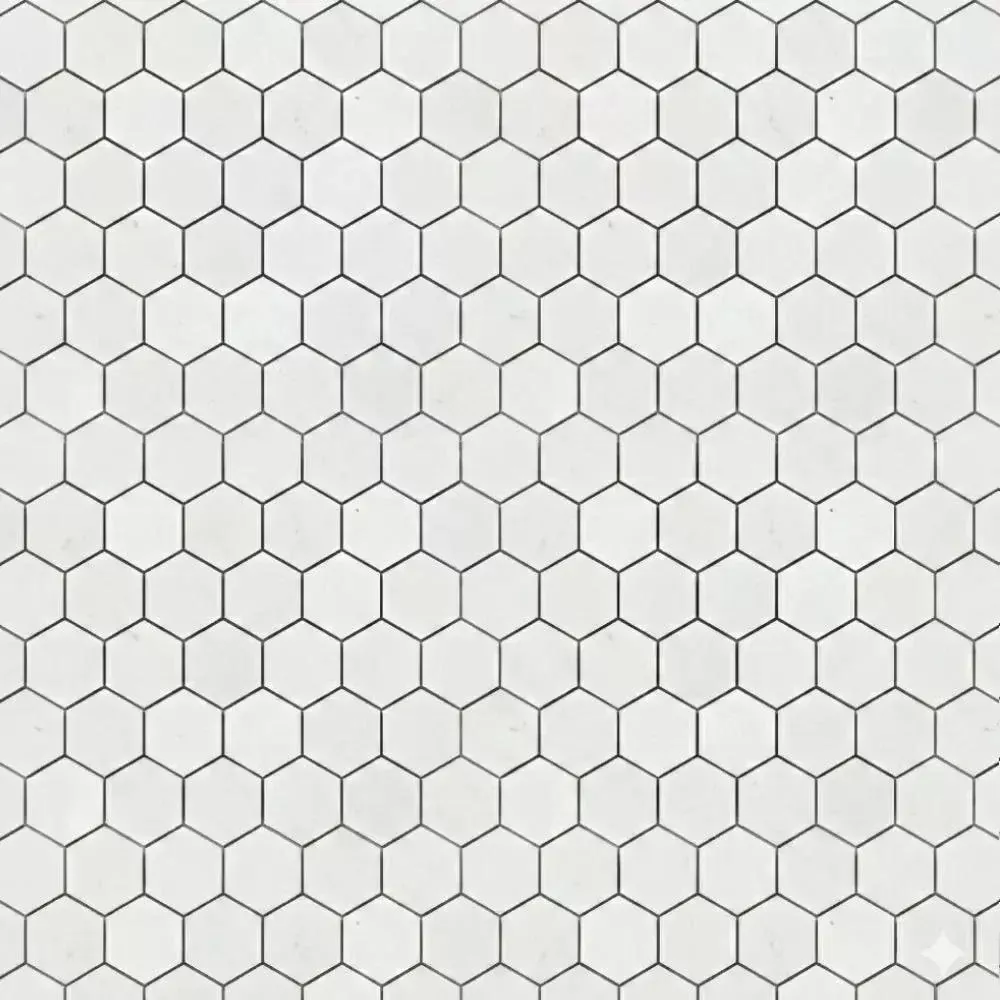 Alpina White Polished Hexagon Marble Mosaics 10 3/8x12