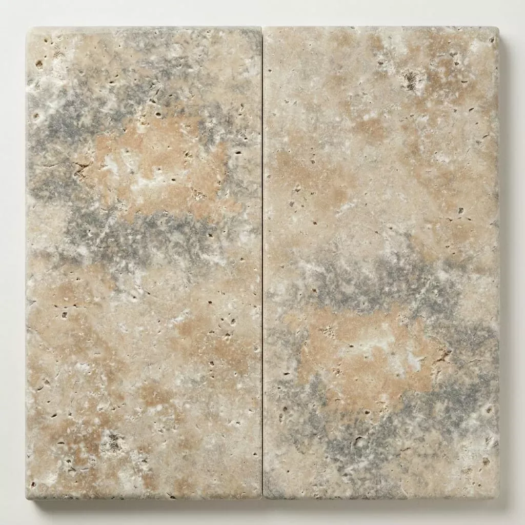 Ancient Castle Travertine Coping 12x24 Unfilled, Honed Bullnose2 inch