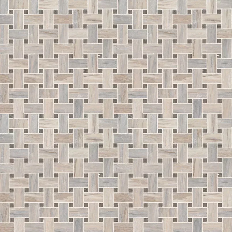 Angora Basketweave Pattern Polished 0.38 Inch Marble Mosaic Tile