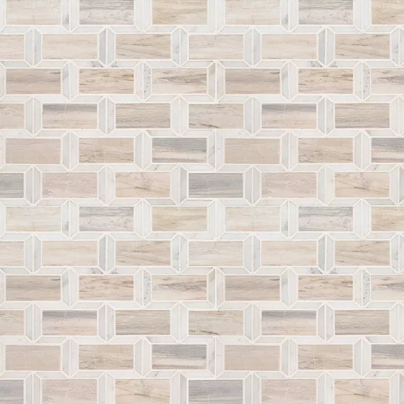 Angora Framework Pattern Polished 0.38 Inch Marble Mosaic Tile