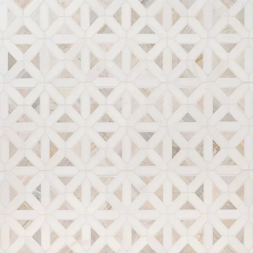 Angora Geometric Pattern Polished 0.38 Inch Marble Mosaic Tile