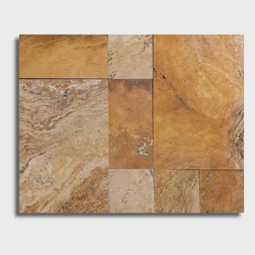 Antiqued Blend Tumbled French Pattern Travertine Pavers French Pattern
