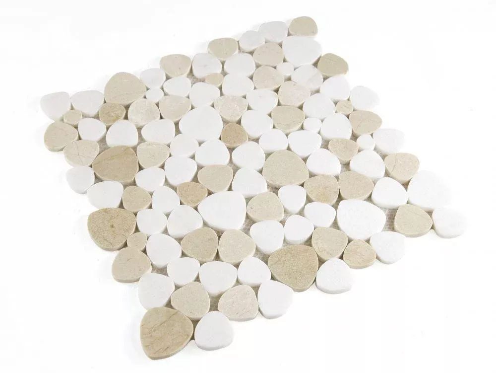 Aphrodite Marfil Pebble Polished MarbleMosaic