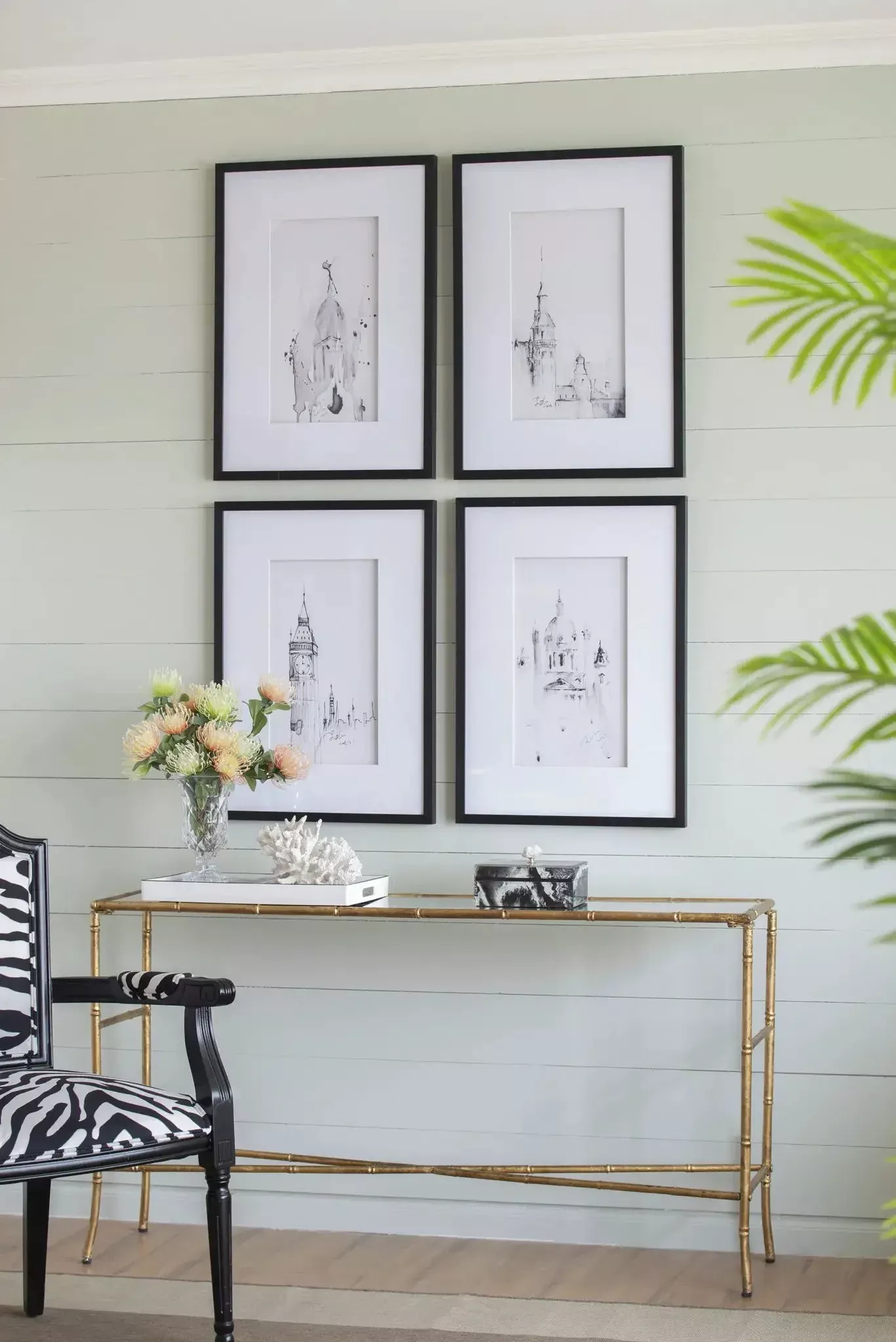 Architecture Wall Art Prints, Home Decor Art For Living Room Dining Room Entryway (Set of 4) - White / Black