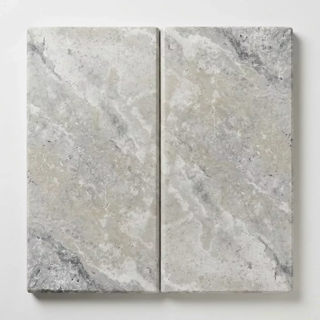 Arctic Silver 12x24x2 Tumbled Travertine Single Bullnose Pool Coping
