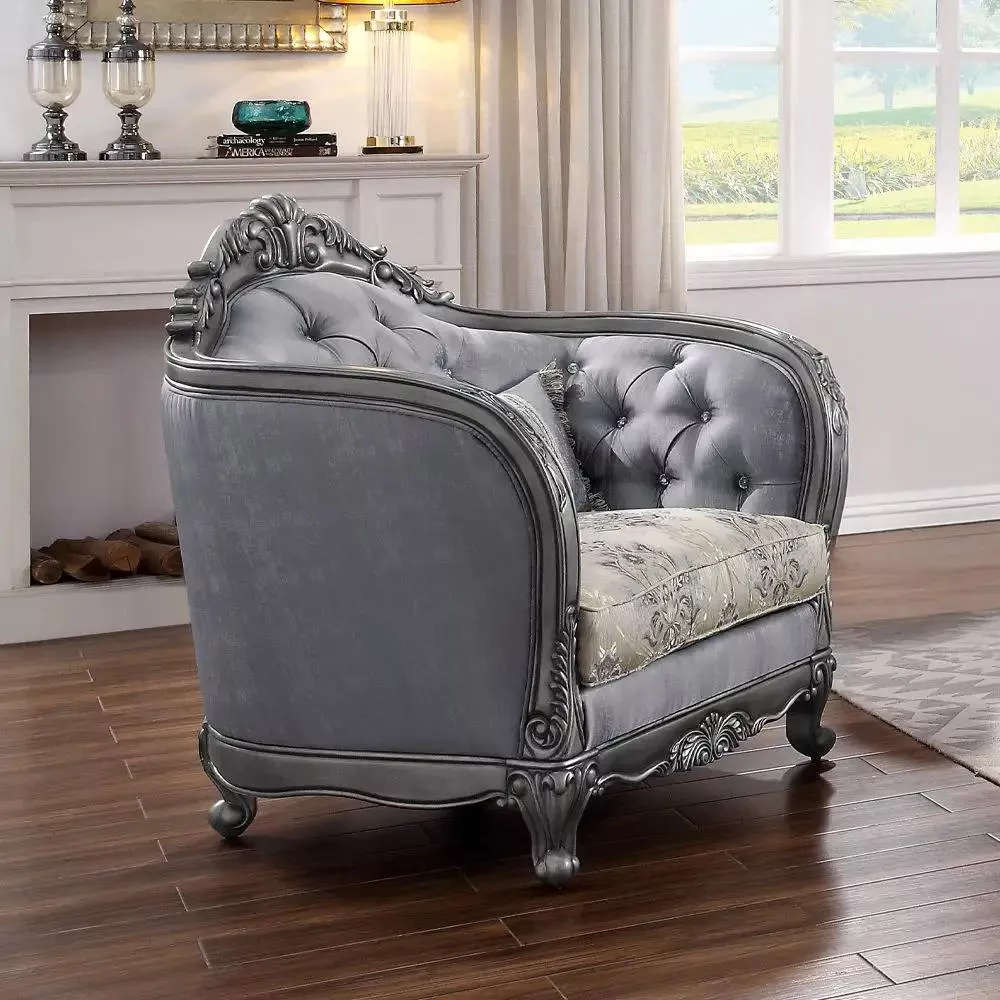 Ariadne - Chair With Pillow - Fabric & Platinum
