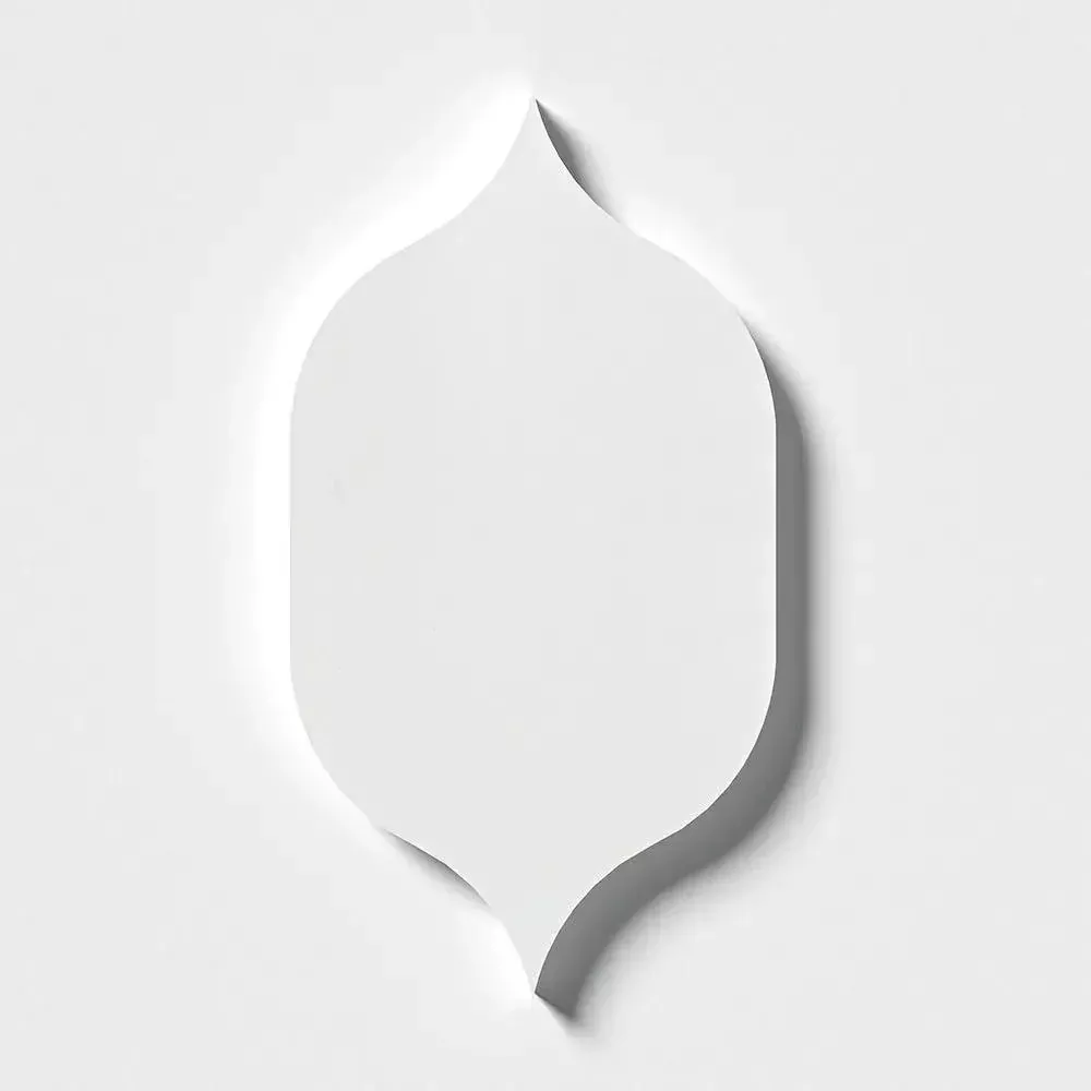 Aspen White Honed Gothic Arabesque Waterjet Marble Tiles 4 7/8x8 13/16