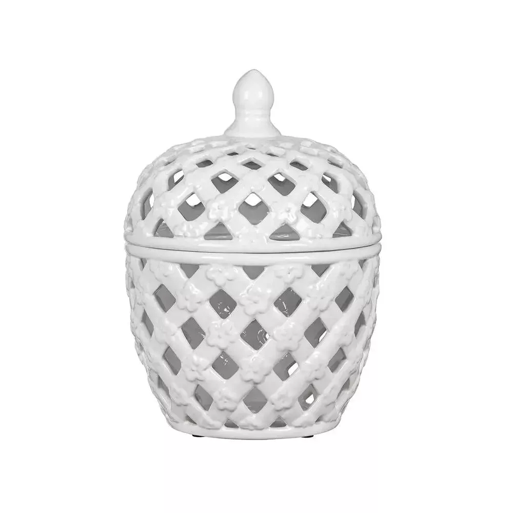 Ballas - Bird Lidded Jar - White