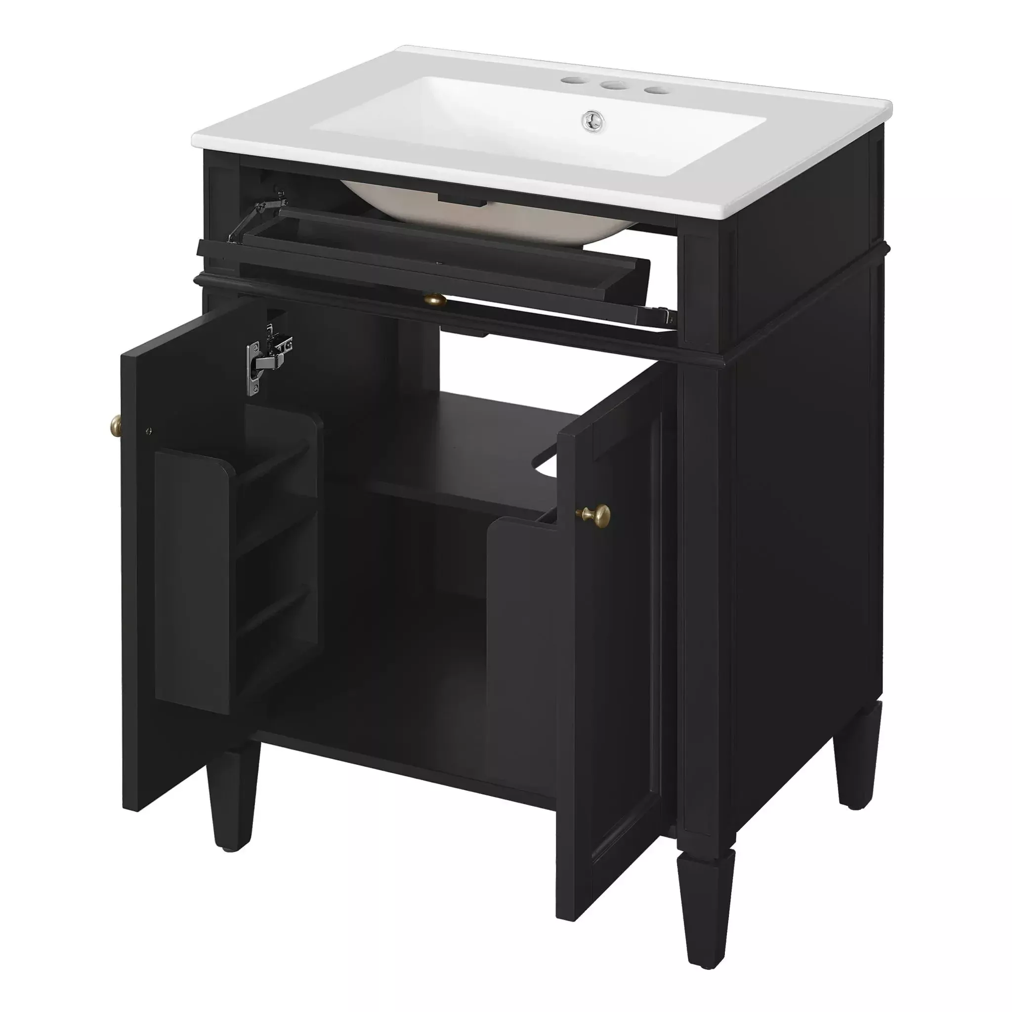 Bathroom Vanity With 2 Doors And Tip Out Drawer, Soft Closing Hinges