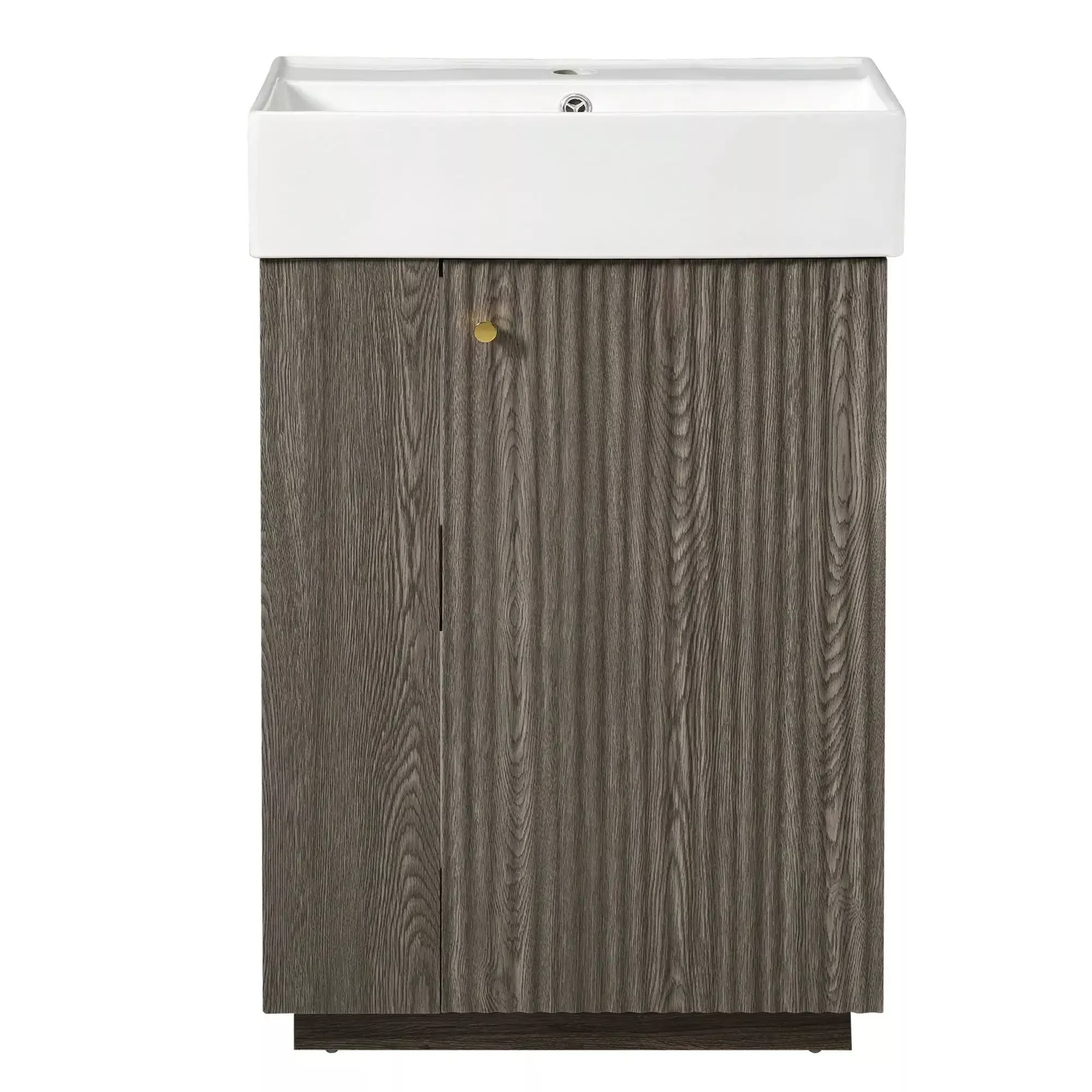 Bathroom Vanity With Sink, Freestanding Wood Grain Cabinet With Storage