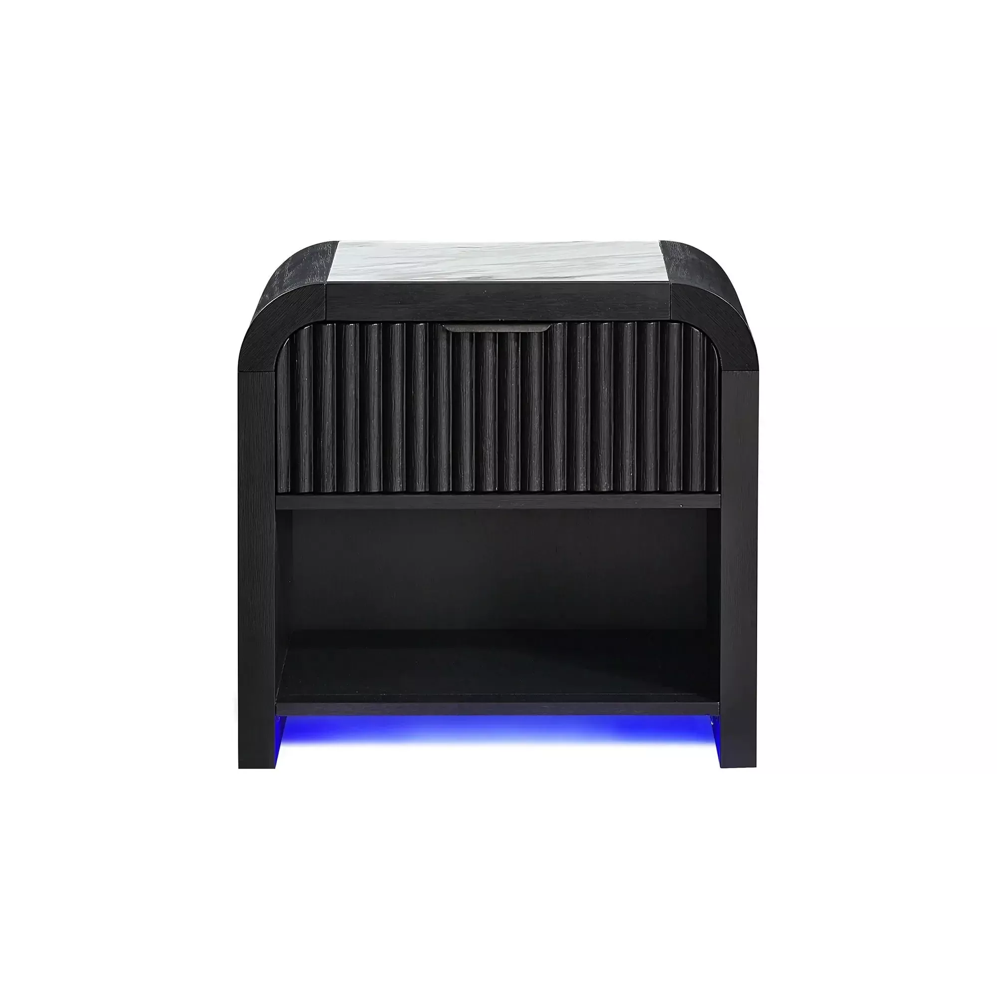 Beverly - Nightstand With Speakers, Rounded Sides - Black White