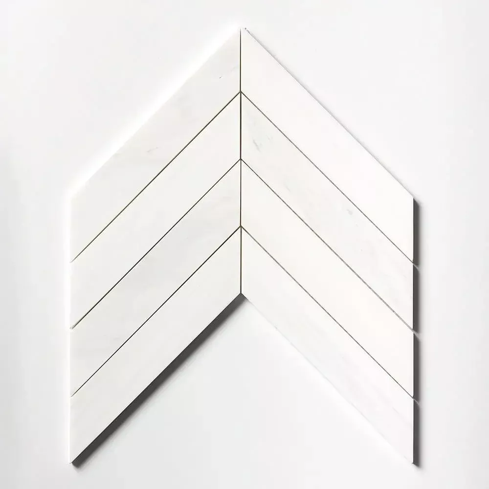 Bianco Dolomiti Honed Chevron Waterjet Marble Waterjet Mosaics 13x10