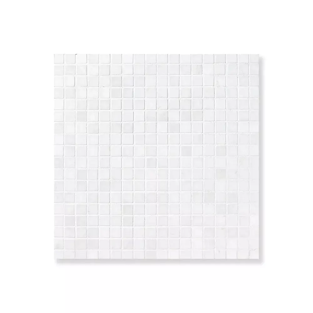 Bianco Dolomiti Honed Staggered Joint 5/8x5/8 Marble Mosaics 12x12