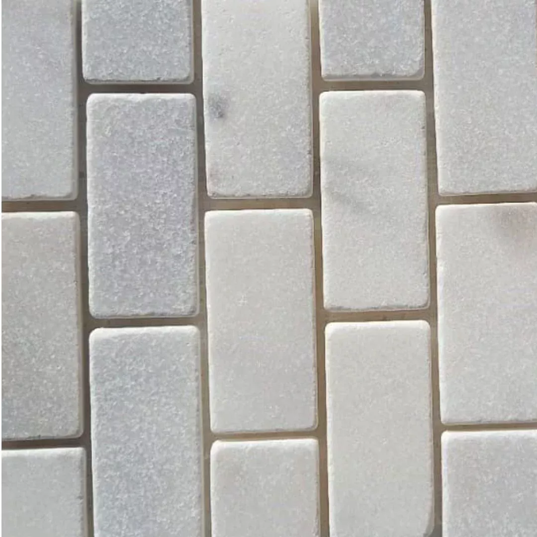 BIANCO WHITE, BRICK 2x4, Mosaic - Mediterranean