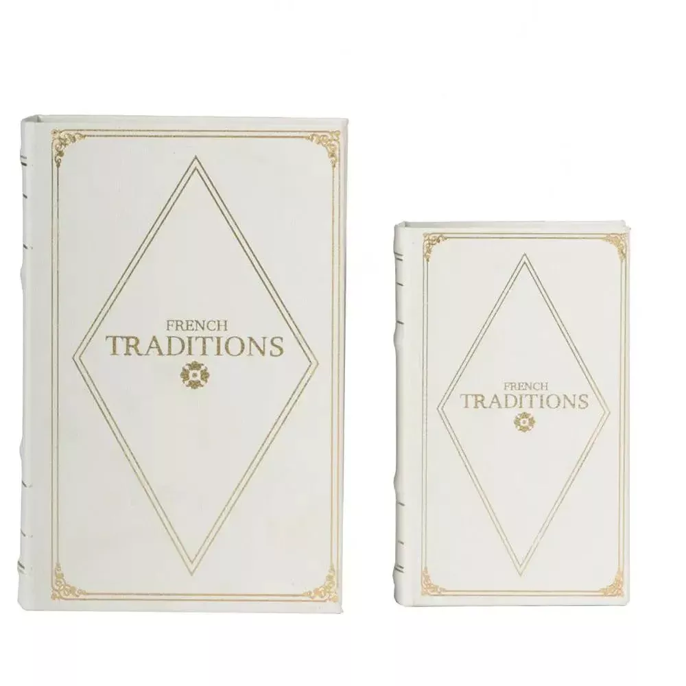 Book Boxes (Set of 2) - White / Gold