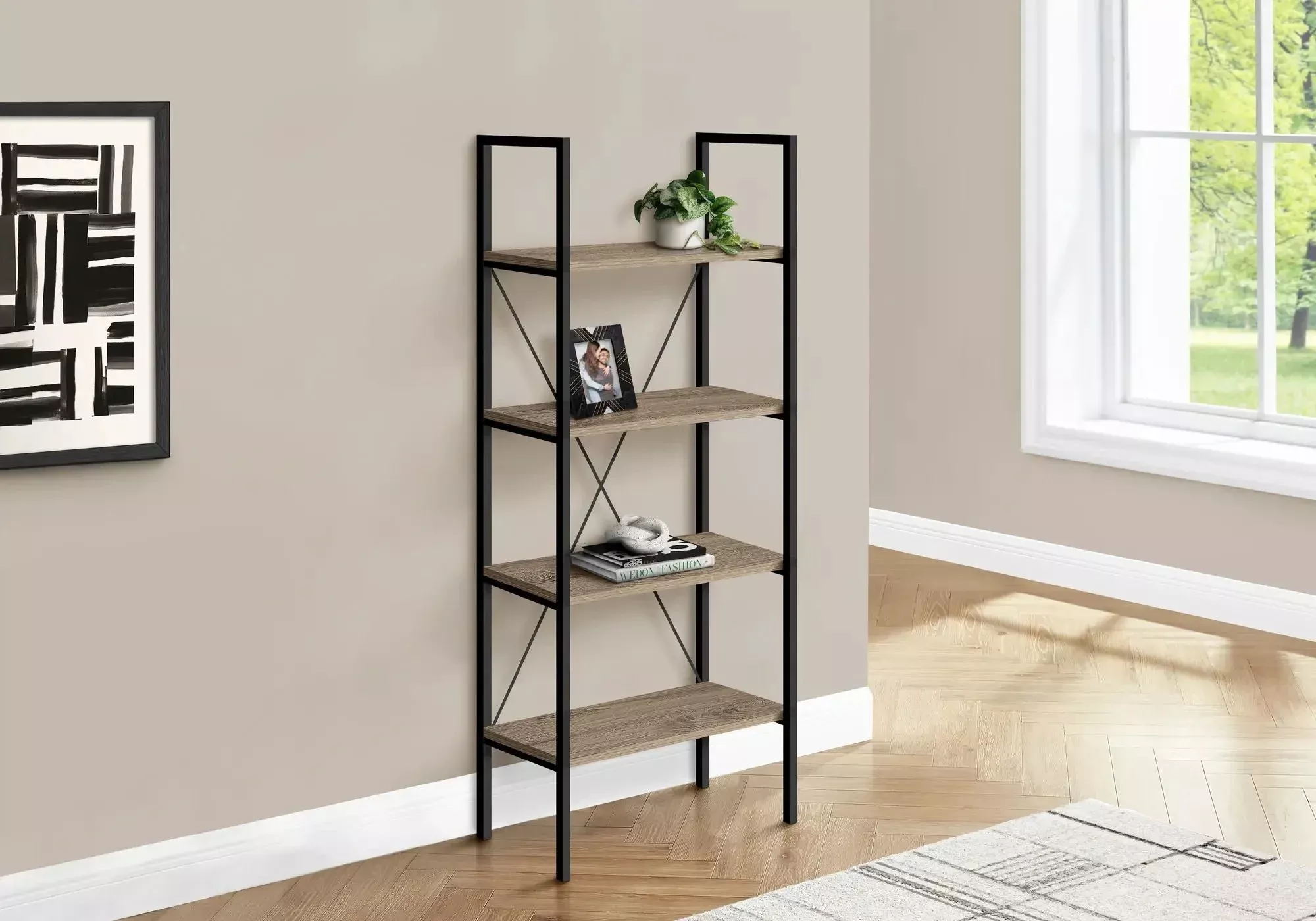 Bookshelf, Bookcase, 4 Tier, Office, Bedroom, Contemporary, Modern