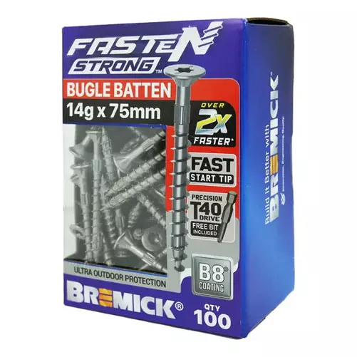 Bugle Batten Screw 14 x 75mm B8 Coating Screws Sharks Tooth Box of 100