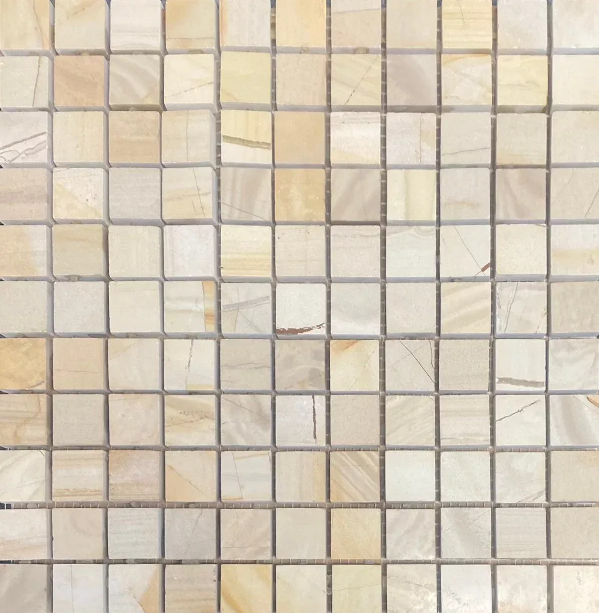 Burma Teak Limestone Mosaic - 1" x 1"