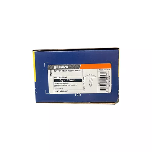 Button Head Screw 8g x 15mm Zinc Plated Timber Screws Box of 1000