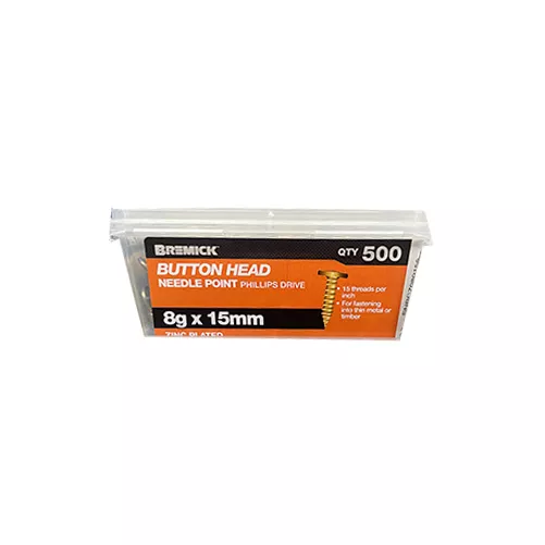 Button Head Screw 8g x 15mm Zinc Plated Timber Screws Box of 500