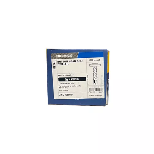 Button Head Screw 8g x 20mm Zinc Plated Metal Screws Box of 1000