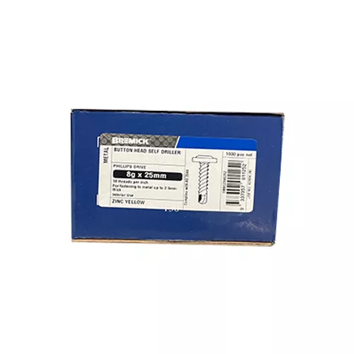 Button Head Screw 8g x 25mm Zinc Plated Metal Screws Box of 1000