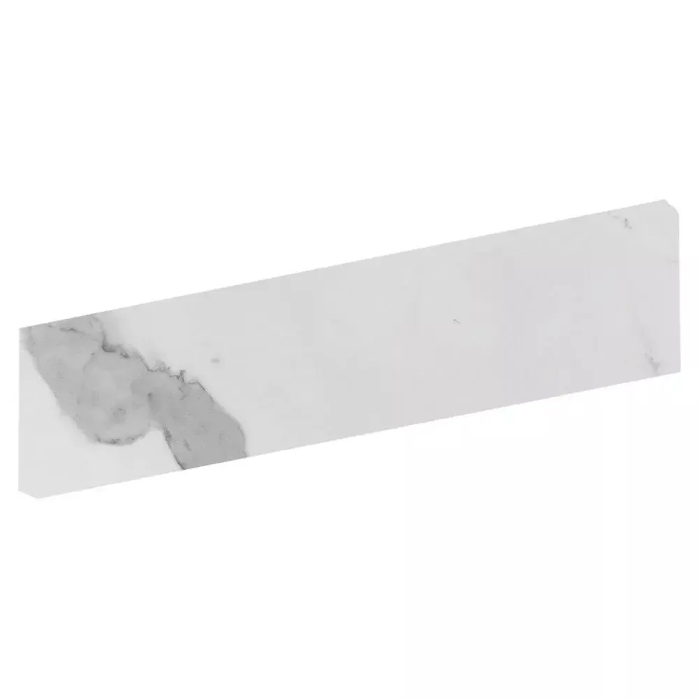 Calacatta Bright Polished Bullnose Marble Look Porcelain Base 4x24