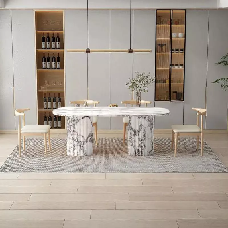 Calacatta Viola Marble Oval Dining Table - 75-inch Polished Finish