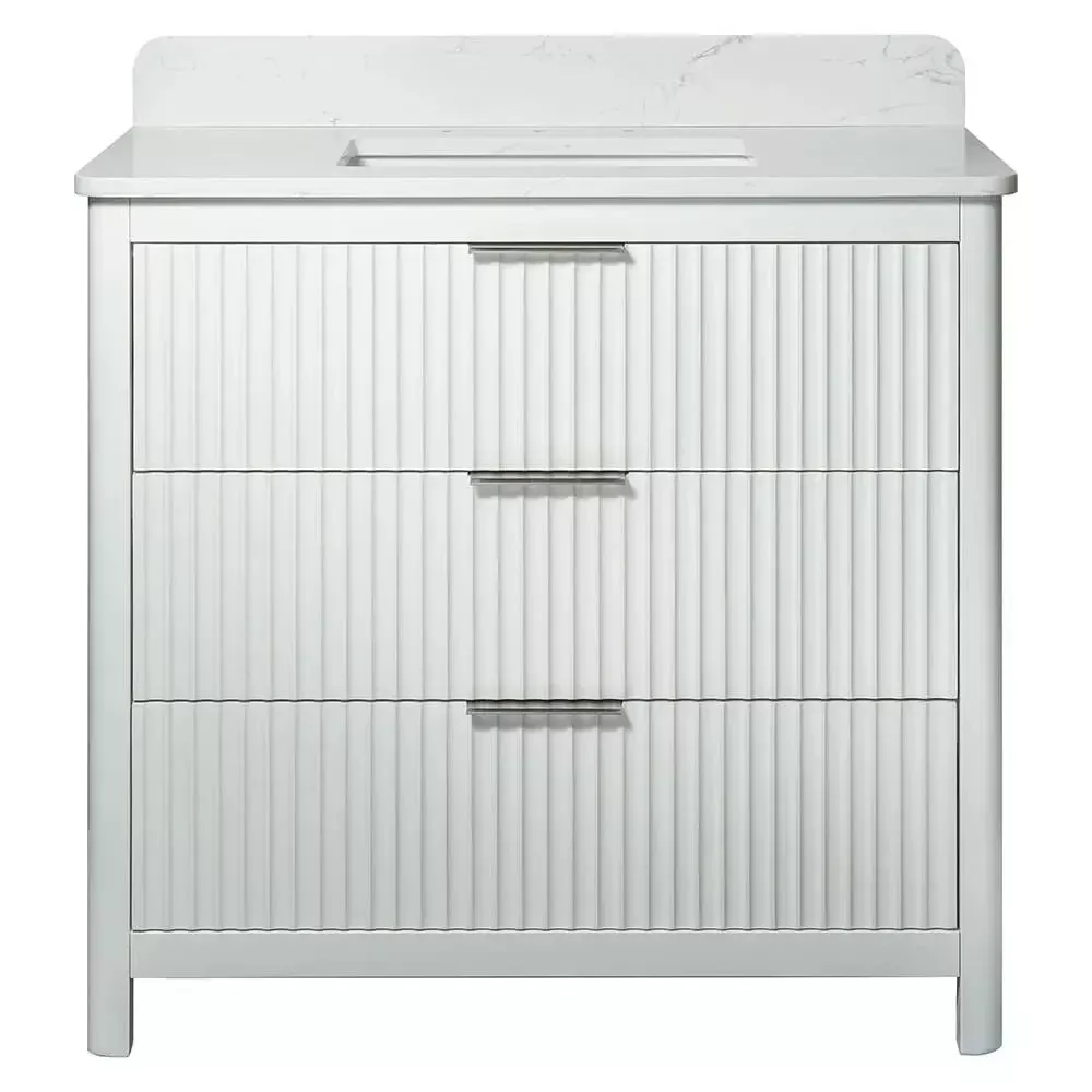 Carrara Gunningham White Bathroom Vanities 37x22