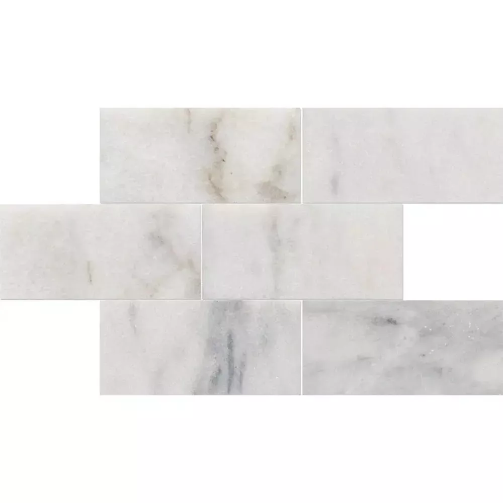 Carrara T Polished Meshed Marble Mosaics 2 3/4x5 1/2