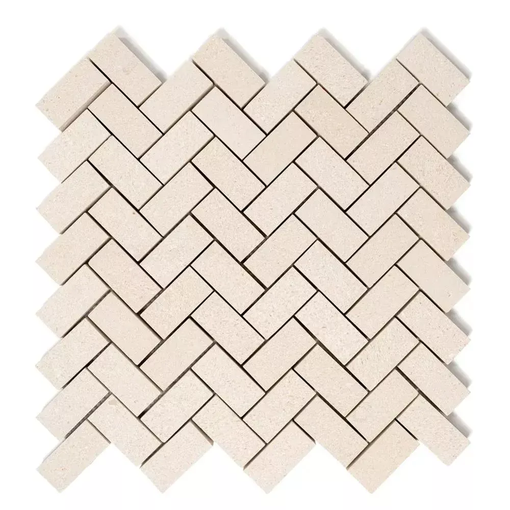 Champagne Honed Herringbone 1/2 Marble Mosaics 10x13