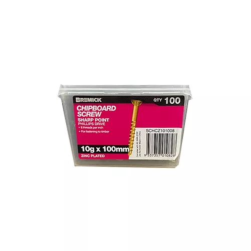 Chipboard Screw 10g x 100mm Zinc Plated Timber Screws Box of 100