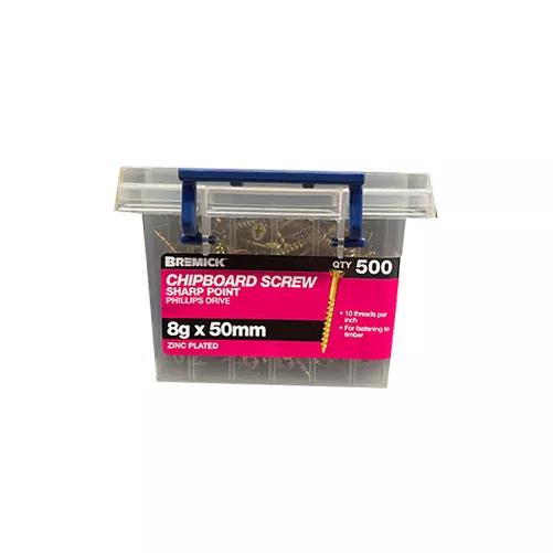Chipboard Screw 8g x 50mm Zinc Plated Timber Screws Box of 500