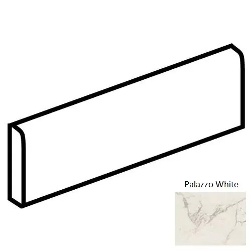 Classentino Marble Palazzo White Porcelain Floor & Wall Trim - 3" x 24" Bullnose