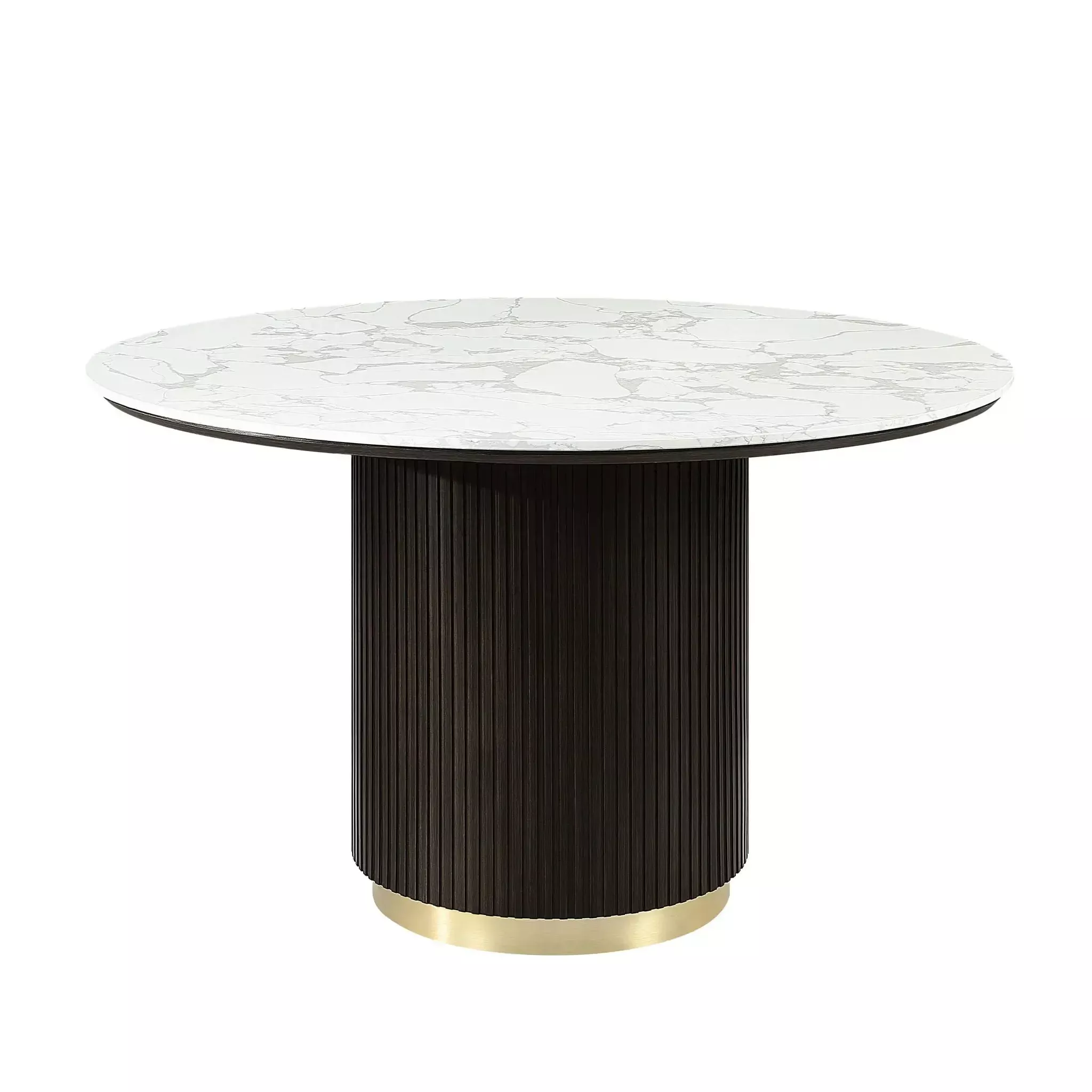 Clayten - Around Dining Table - Marble / Espresso