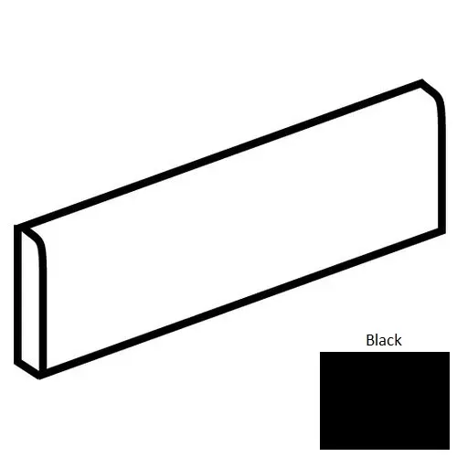 Color Wheel Linear Black Ceramic Wall Trim - 4 1/4" x 8 9/16" Bullnose