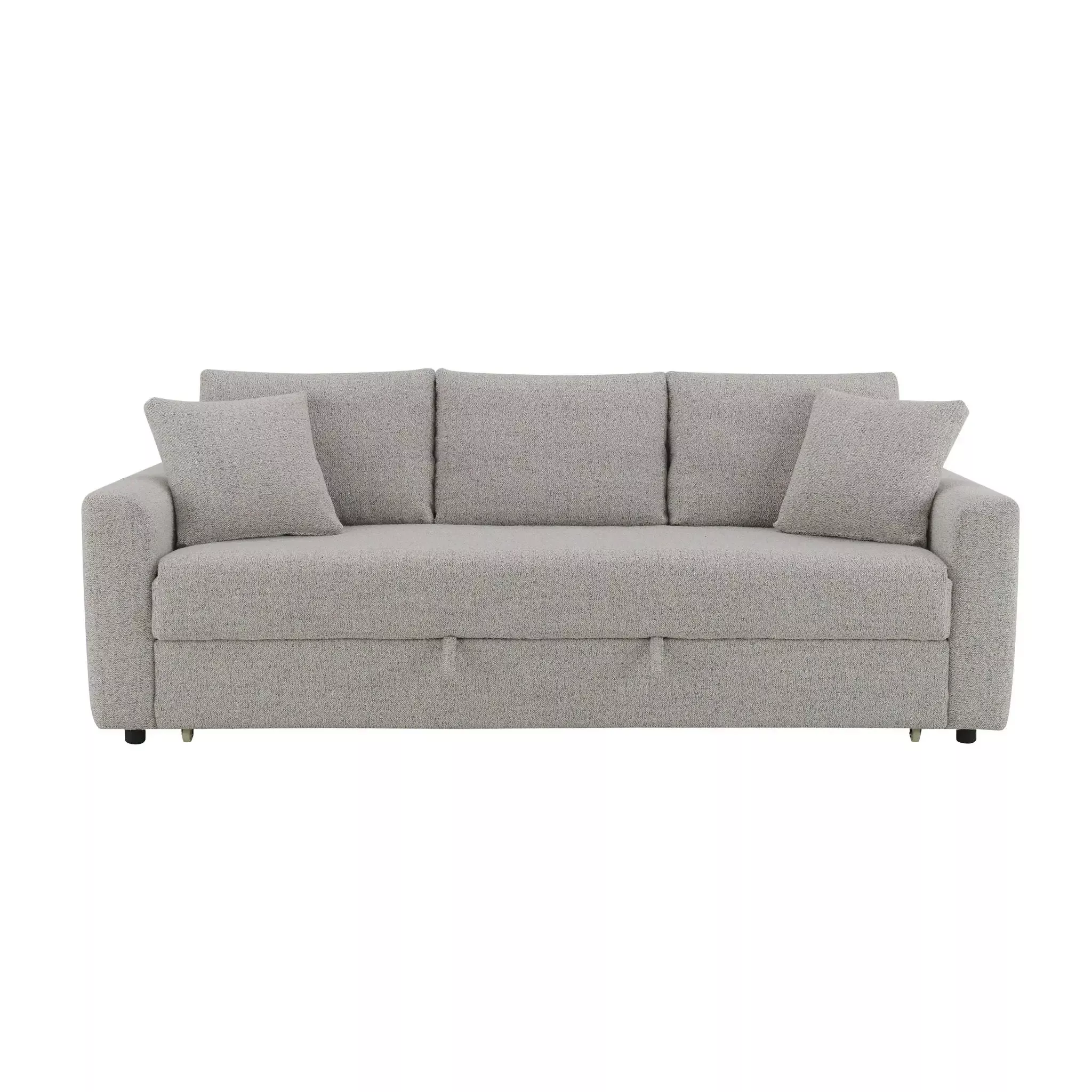 Connie - Boucle Sleeper Sectional Sofa With 2 Toss Pillows - Beige