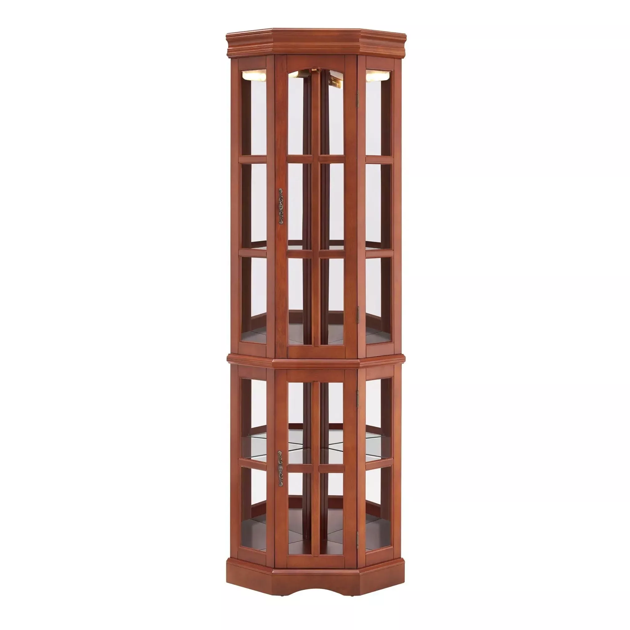 Corner Curio Cabinet With 5 Shelves And Lighting System (E26 Light Bulb Not Included)