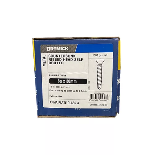 Countersunk Screw 8g x 30mm Gal Metal Screws Box of 1000