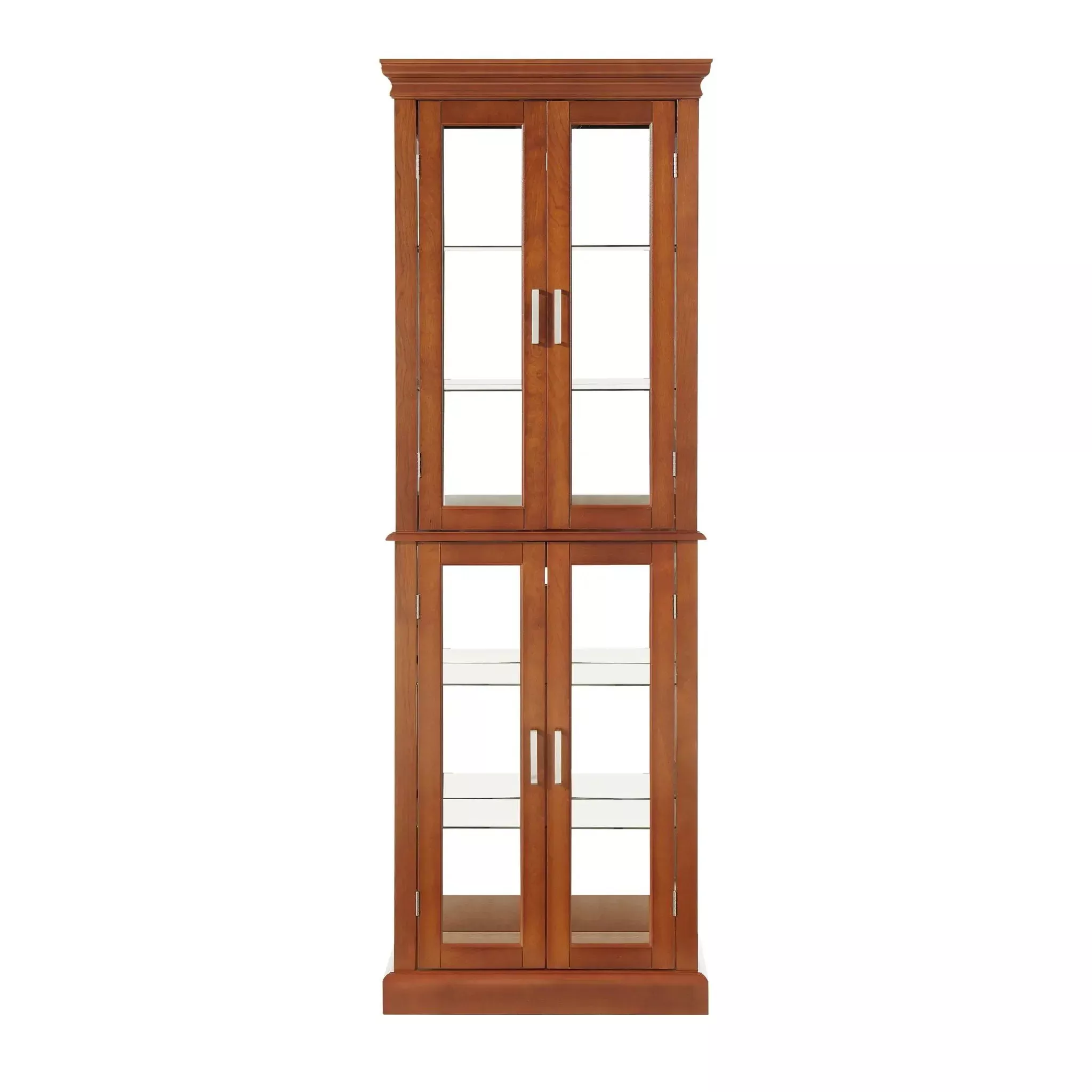 Curio Cabinet Lighted Curio Diapaly Cabinet With Adjustable Shelves And Mirrored Back Panel, Tempered Glass Doors (3 Tier), (E26 Light Bulb Not Included)