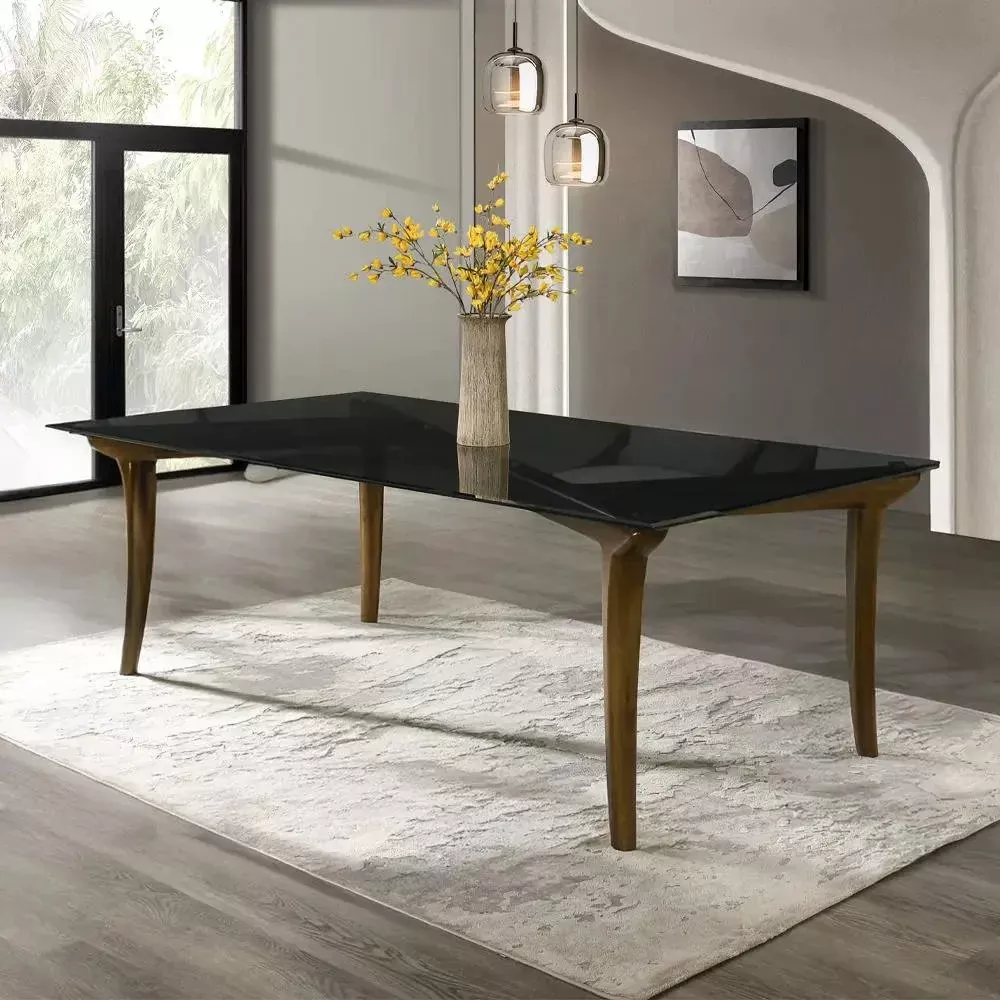 Danzel - Dining Table With Glass Top - Vintage Oak